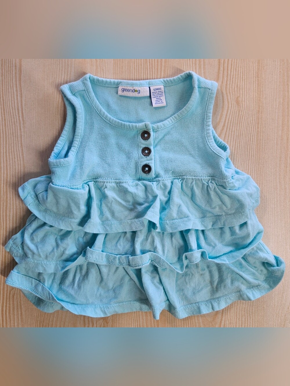 greendog Pastel Blue Ruffle Tank for Kids